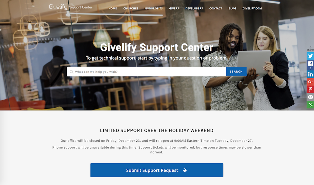 Visit the Givelify Support Center