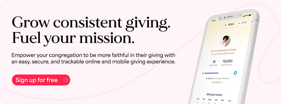 Image showing that you can grow consistent giving with Givelify with button to sign up