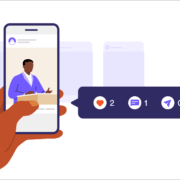 a person holding a phone that shows a church social media post with low engagement